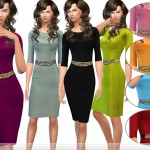 Belted Textured Dress by ekinege at TSR