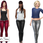 High Shine Zippered Leather Pant by NyGirl Sims
