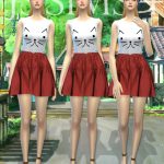 Cat Graphic & Pleated Skirt Outfit by JS Sims