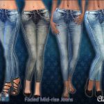 Mid Rise Faded Jeans by Cleotopia at TSR